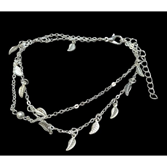 Minimalist Fairycore Layered Leaf Charm Bracelet - Picture 1 of 4